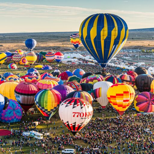Albuquerque, New Mexico - USA - Oct 13, 2012: Balloon Flight at the Albuquerque International Balloon Fiesta. Photo via Shutterstock.