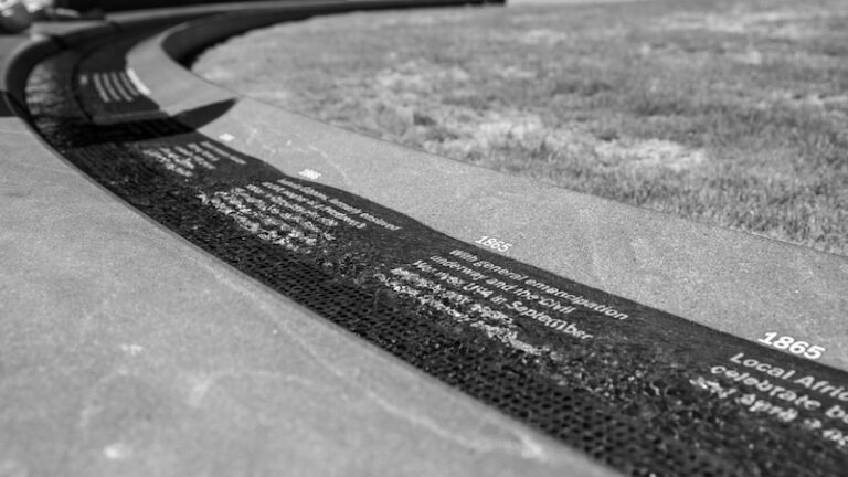 Charlottesville, VA, USA 6-17-21 Close up of Memorial to Enslaved Laborers at UVA. Photo via Shutterstock.
