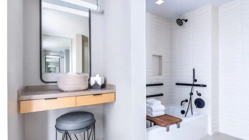 A look at a king bedroom's bathroom.