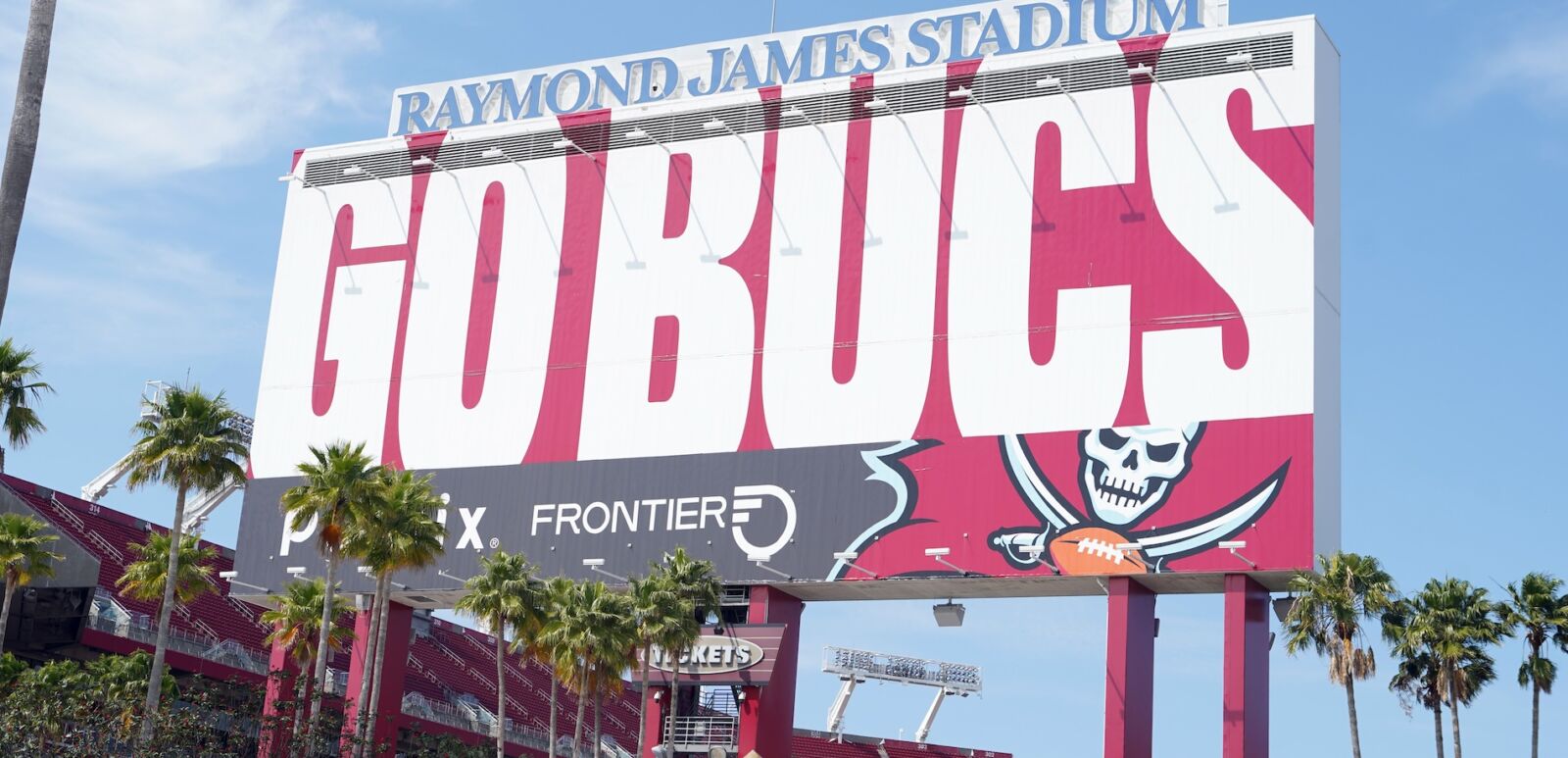 Sign outside Raymond James Stadium in Tampa.