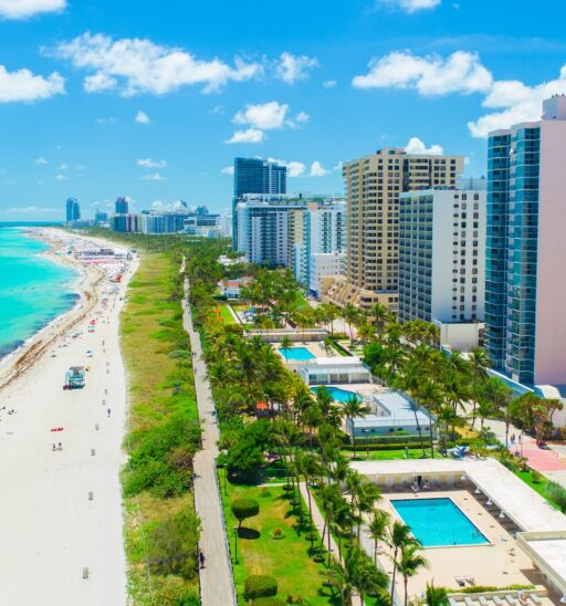 Aerial view of South Beach, Miami Beach, Florida, USA.