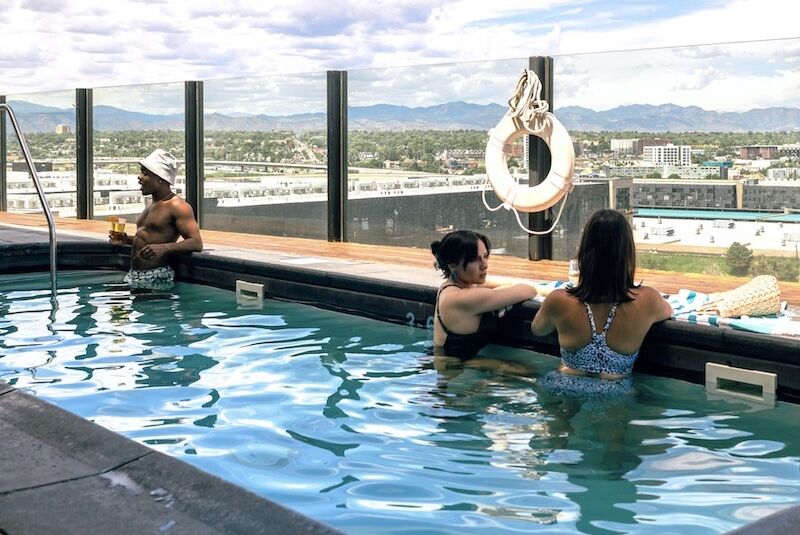 The pool on the rooftop at The Source in Denver.