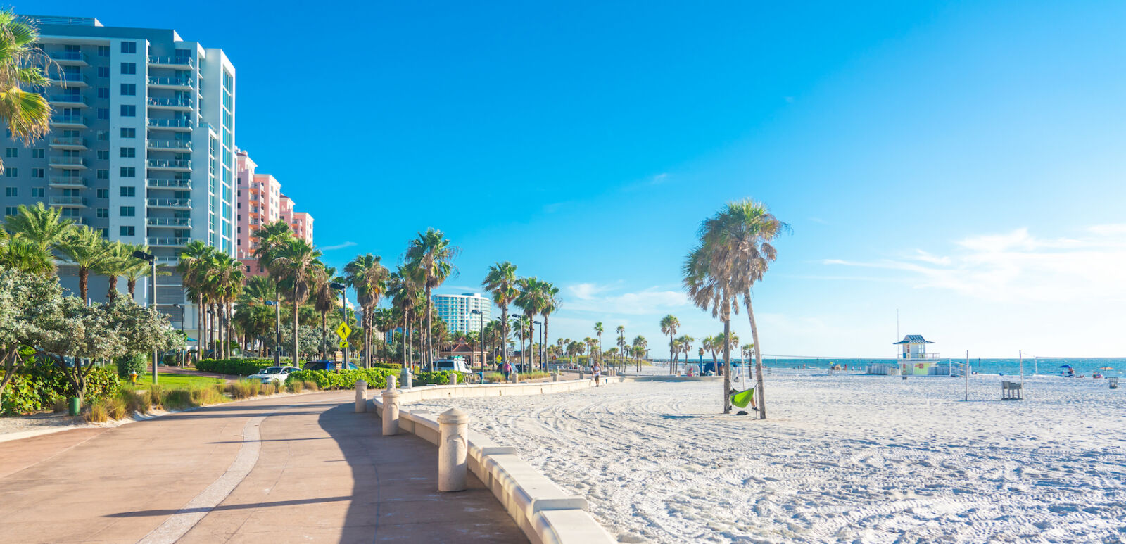 Clearwater Beach with beautiful white sand in Florida, USA. Photo via Shutterstock.