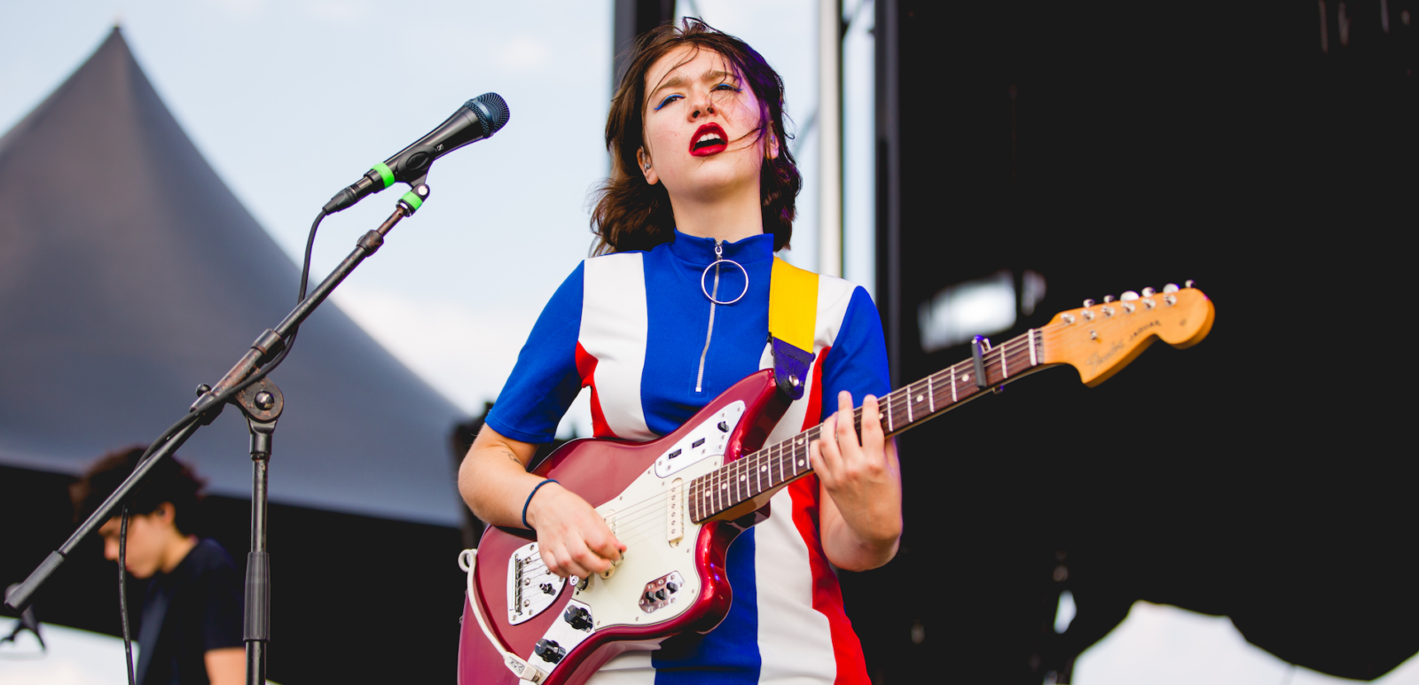 DETROIT, MICHIGAN / USA - JULY 27, 2019: Lindsey Jordan of Snail Mail performs live at Mo Pop Music Festival