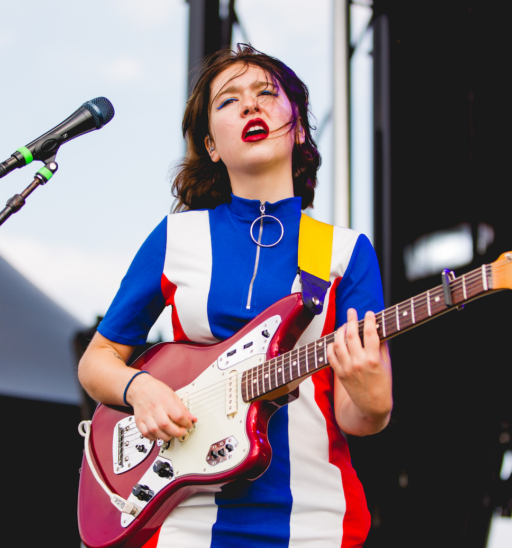 DETROIT, MICHIGAN / USA - JULY 27, 2019: Lindsey Jordan of Snail Mail performs live at Mo Pop Music Festival