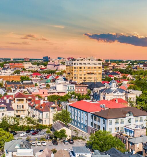 Downtown Charleston, South Carolina skyline aerial.