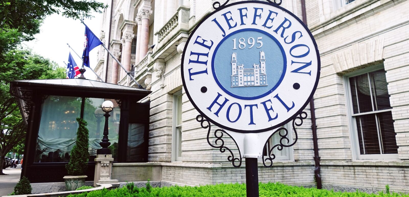 RICHMOND, VA - USA -05-16-2022: Exterior of the historic Jefferson Hotel in downtown Richmond Virginia