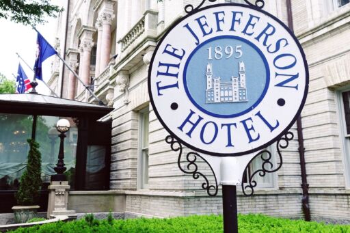 RICHMOND, VA - USA -05-16-2022: Exterior of the historic Jefferson Hotel in downtown Richmond Virginia