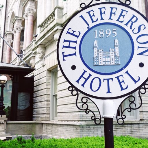 RICHMOND, VA - USA -05-16-2022: Exterior of the historic Jefferson Hotel in downtown Richmond Virginia