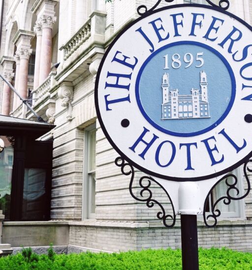 RICHMOND, VA - USA -05-16-2022: Exterior of the historic Jefferson Hotel in downtown Richmond Virginia