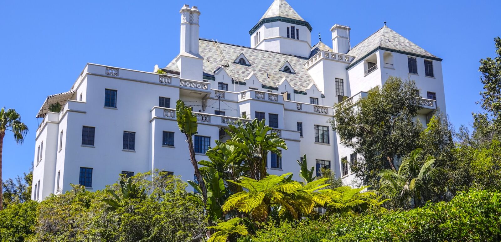 Exterior view of Chateau Marmont hotel in Los Angeles