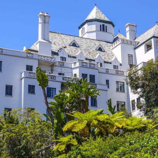 Exterior view of Chateau Marmont hotel in Los Angeles