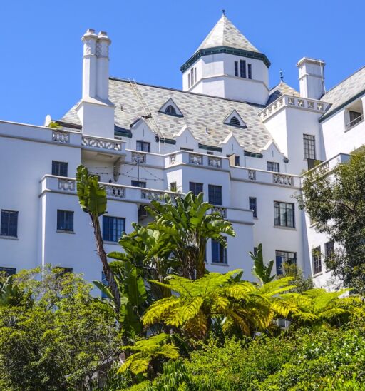 Exterior view of Chateau Marmont hotel in Los Angeles