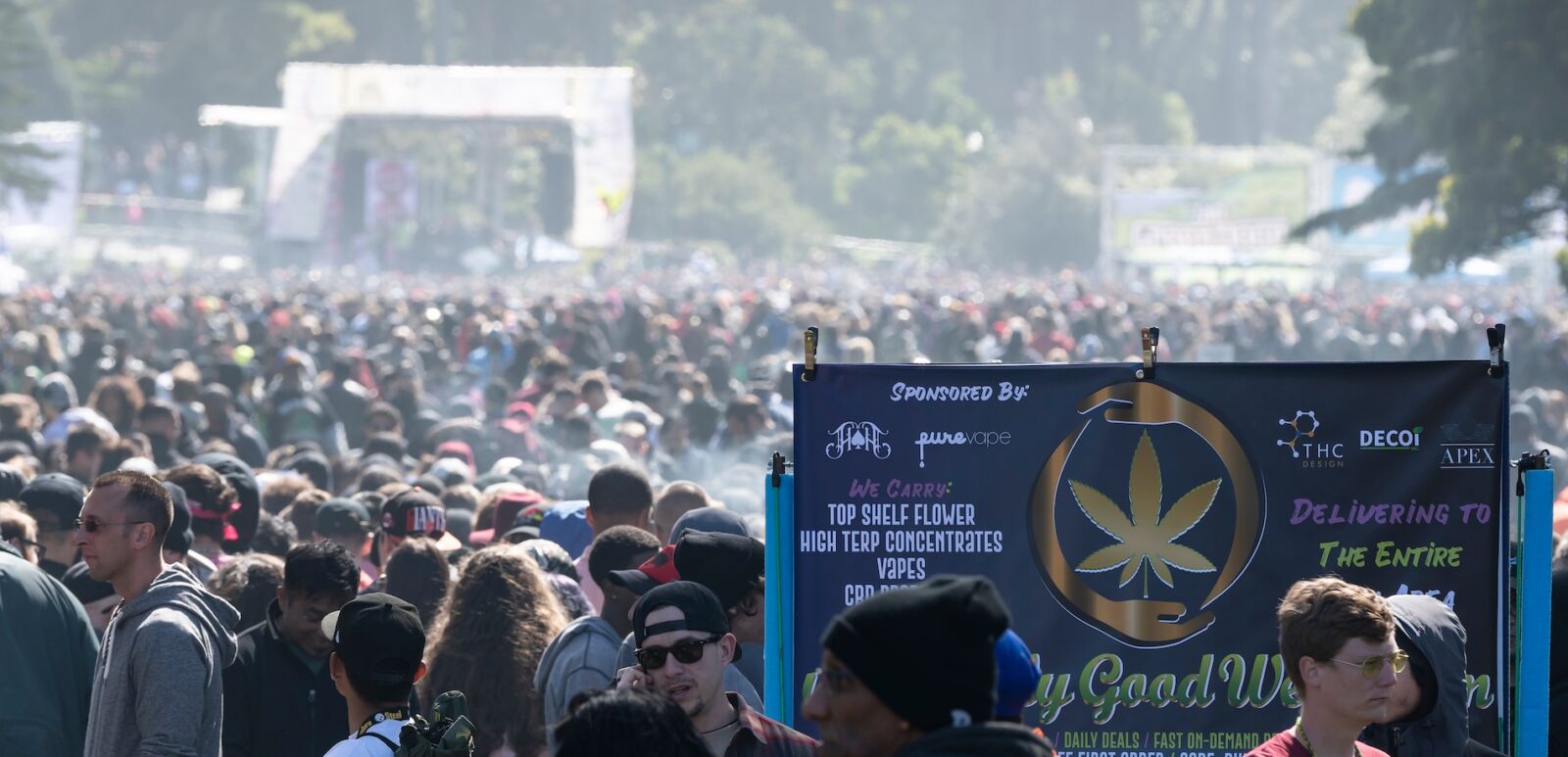 Estimated 20,000 people gather in Golden Gate park to celebrate all things weed at Hippie Hill.