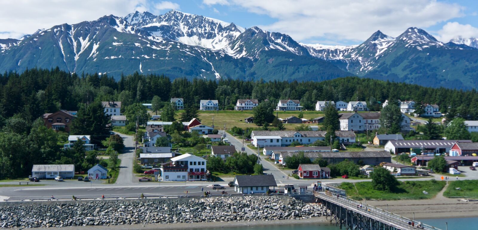 Aerial shot of beautiful Haines, Alaska.