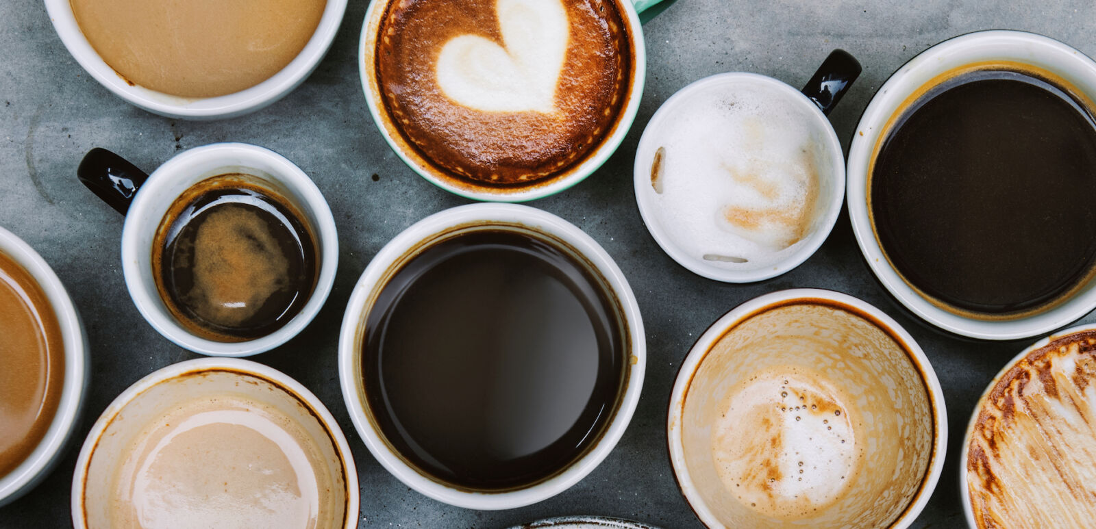 Aerial view of various coffee