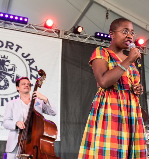 Cecile McLorin Salvant performs at The Newport Jazz Festival in Rhode Island.